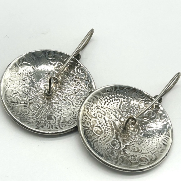 Silpada Sterling Etched Dragon Disc Earrings - Picture 3 of 4